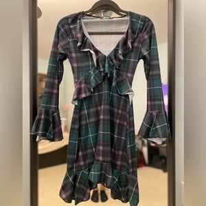 Missguided green and purple plaid dress